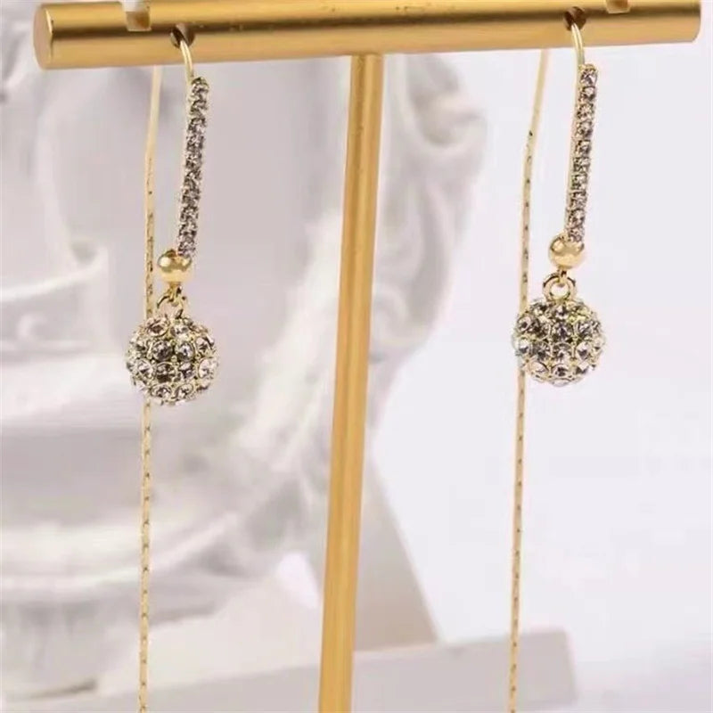 Women's Fashionable Zircon Ball Pendant Earrings