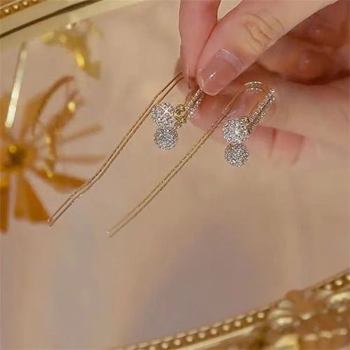 Women's Fashionable Zircon Ball Pendant Earrings